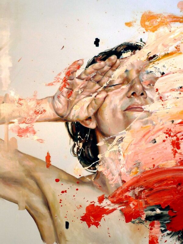 Openness vs. closedness to experience - The Big Five Personality Traits, abstract painting of a woman with her face covered in paint