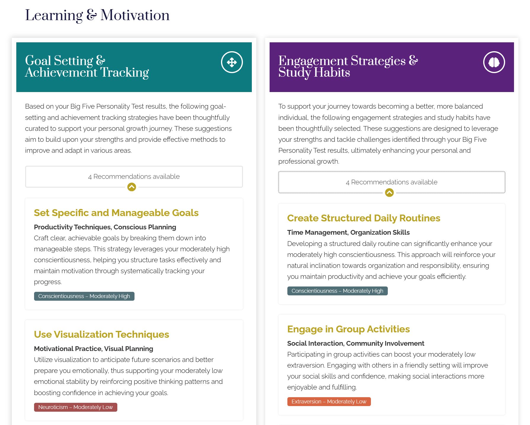 Complete Report for the Big Five Personality Test | Positive Evolution Recommendations