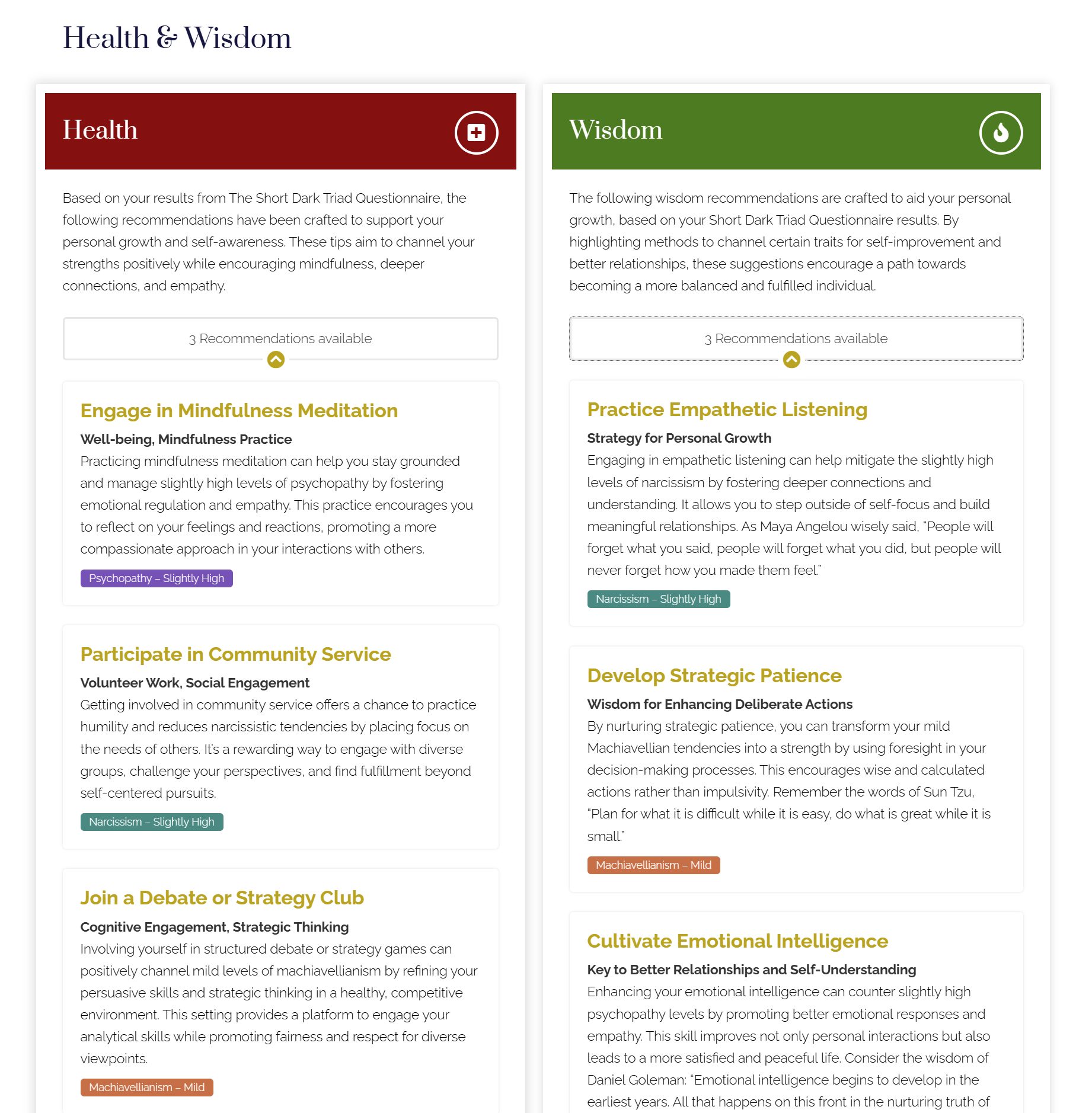 Complete Report for the Short Dark Triad | AI-enhanced Positive Evolution Recommendations